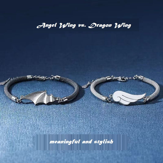 Angel Wing vs. Dragon Wing Couple Bracelets