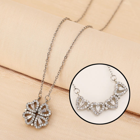 Dual-Wear Heart-to-Heart Clover Necklace