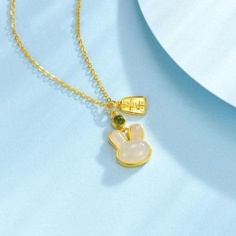 CA Jade Rabbit Blessing Talisman Necklaces